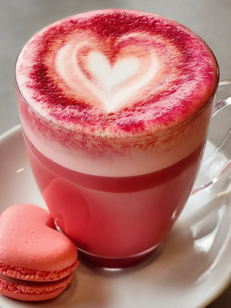Heart-Shaped Beetroot Latte Treat First Image