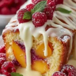 Peach Raspberry Drizzle Cake First Image