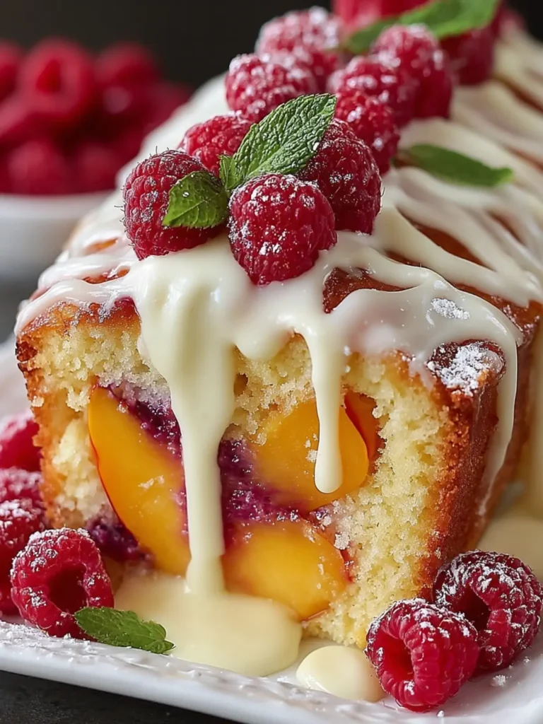 Peach Raspberry Drizzle Cake First Image