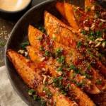 Sticky Glazed Sweet Potatoes with Harissa Ranch First Image