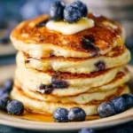Fluffy Greek Yogurt Blueberry Pancakes First Image